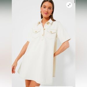 Ganni Cream Short-Sleeve Polo Shirt Dress